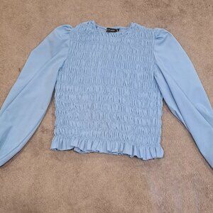 Blue Smocked Dressy Top